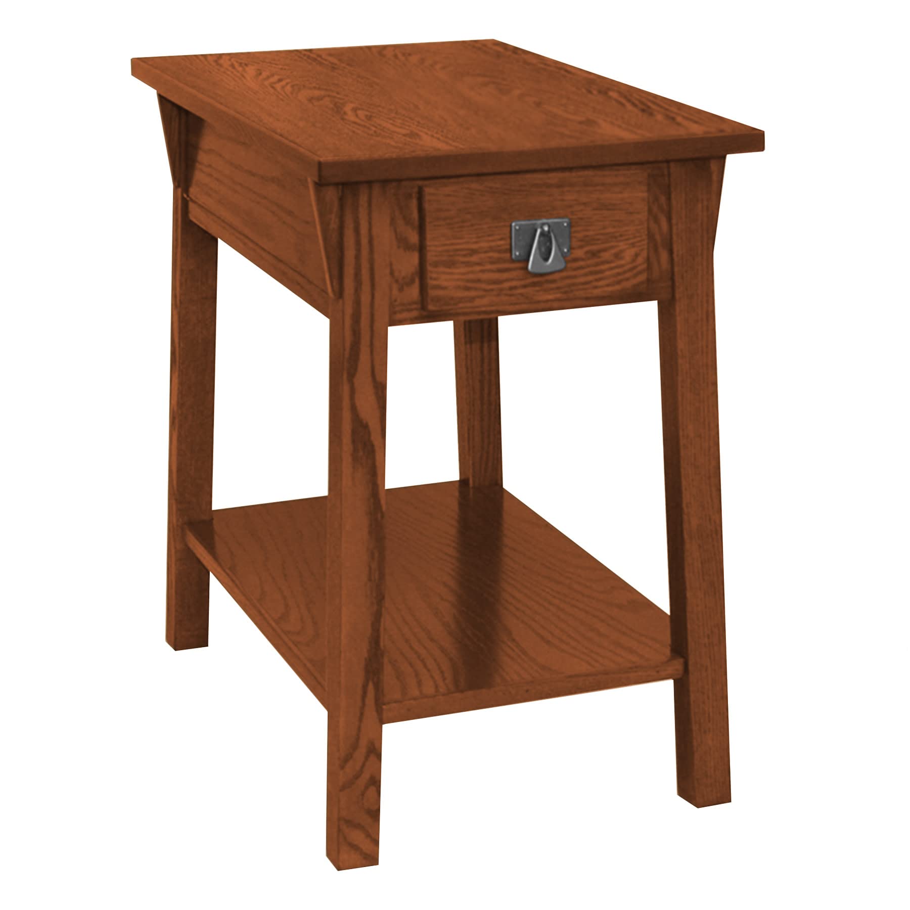 Leick Home 9059-RS Mission End Table with Drawer, Made with Solid Wood, Side Table for Living Room, Bedroom, and Offices, Russet