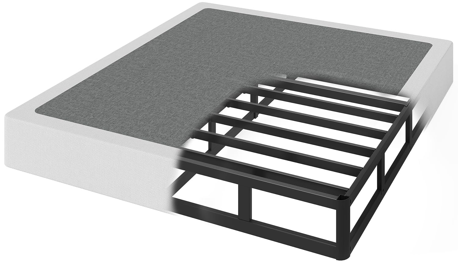 Osaset Full Size Box Spring, 7 Inch Full Size Box Spring Only, 3000 Lbs Heavy Duty Metal Frame Mattress Foundation With Fabric C