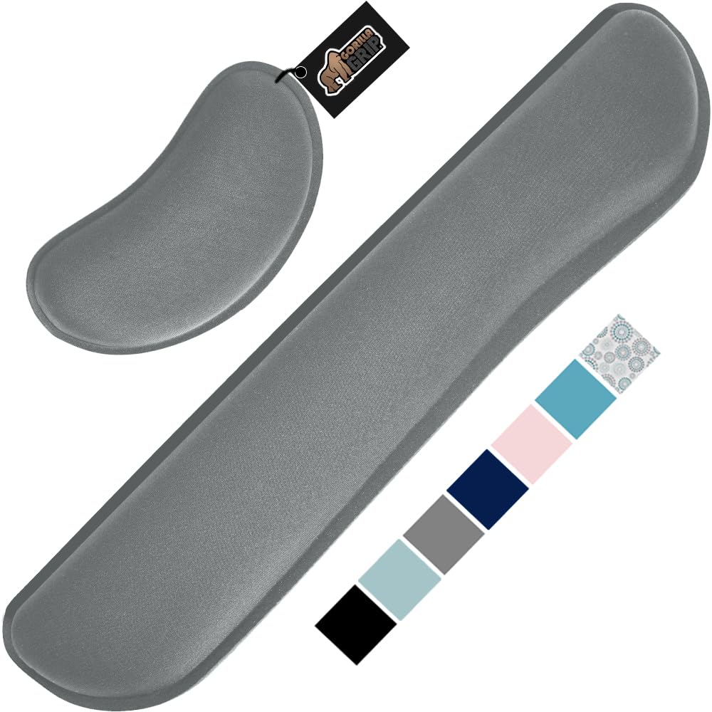 Gorilla Grip Silky Gel Memory Foam Wrist Rest For Computer Keyboard, Mouse, Ergonomic Design For Typing Pain Relief, Desk Pads S