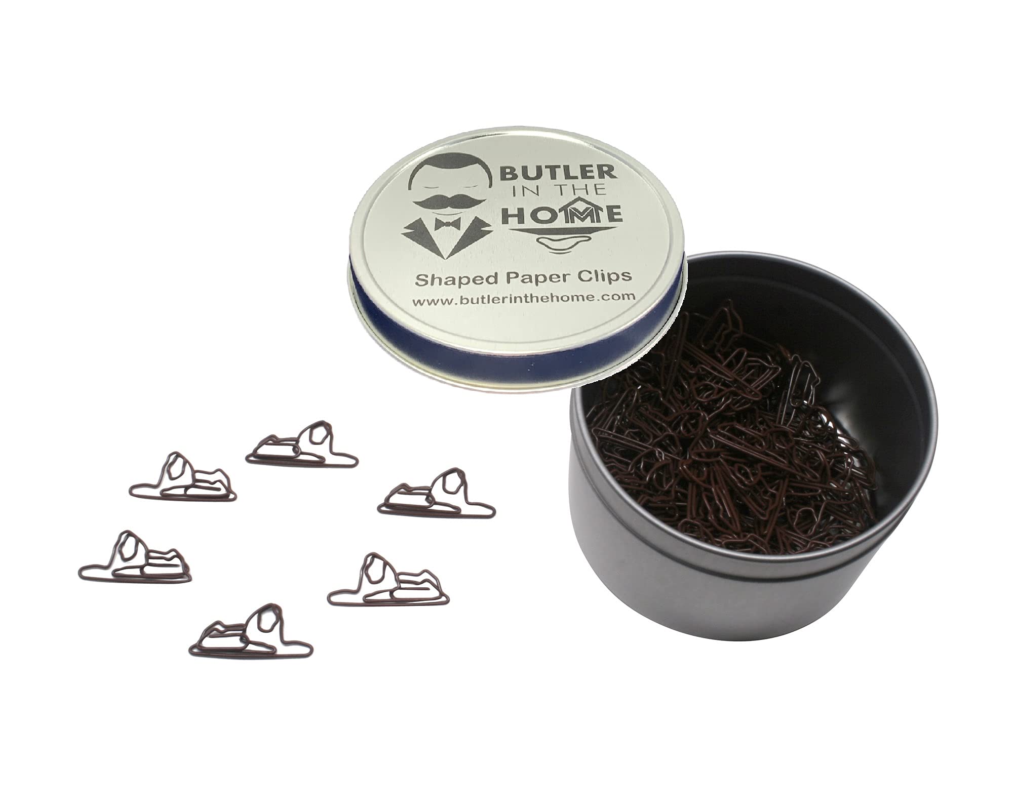 Butler In The Home 100 Count Lion Shaped Paper Clips Great For Paper Clip Collectors Or Office Gift - Comes In Round Tin With Li