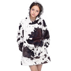 Cow Print Wearable Blanket Hoodie Cozy Soft Brown And White Oversize Sweatshirt Blanket Hoodies Gifts For Teens Girls Boys 6-13