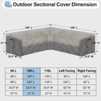 Outdoorlines Waterproof Outdoor Patio Sectional Cover - Uv Resistant & Windproof V-Shaped Patio Furniture Covers For Deck, Lawn And Backyard, 420D Heavy Duty Couch Cover 100' L (On Each Side) Gray