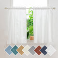 Yancorp White Kitchen Tier Curtains 36 inches Length Linen Textured Short Curtains Farmhouse Cafe Curtains Small Window for Bath