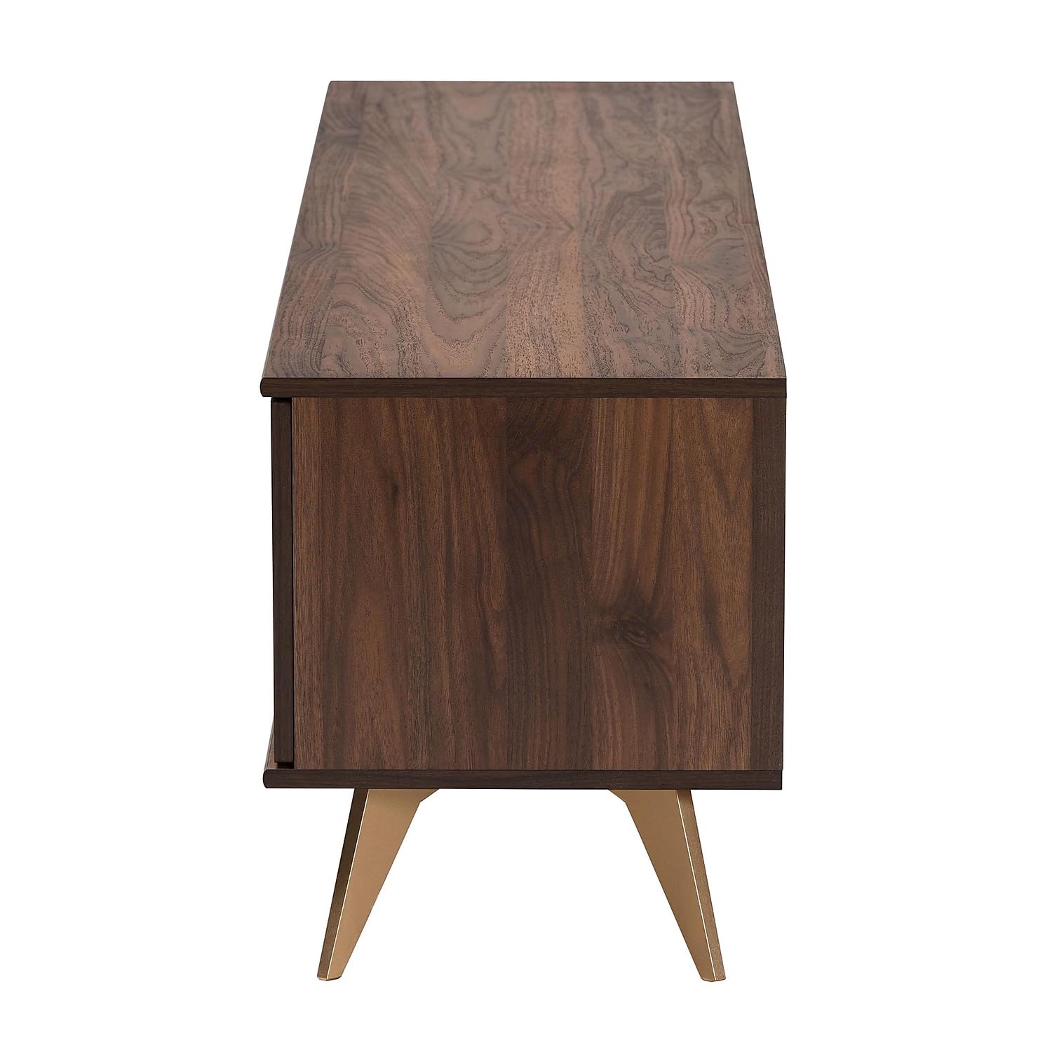 Baxton Studio Graceland Mid-Century Modern Transitional Walnut Brown Finished Wood 2-Door TV Stand