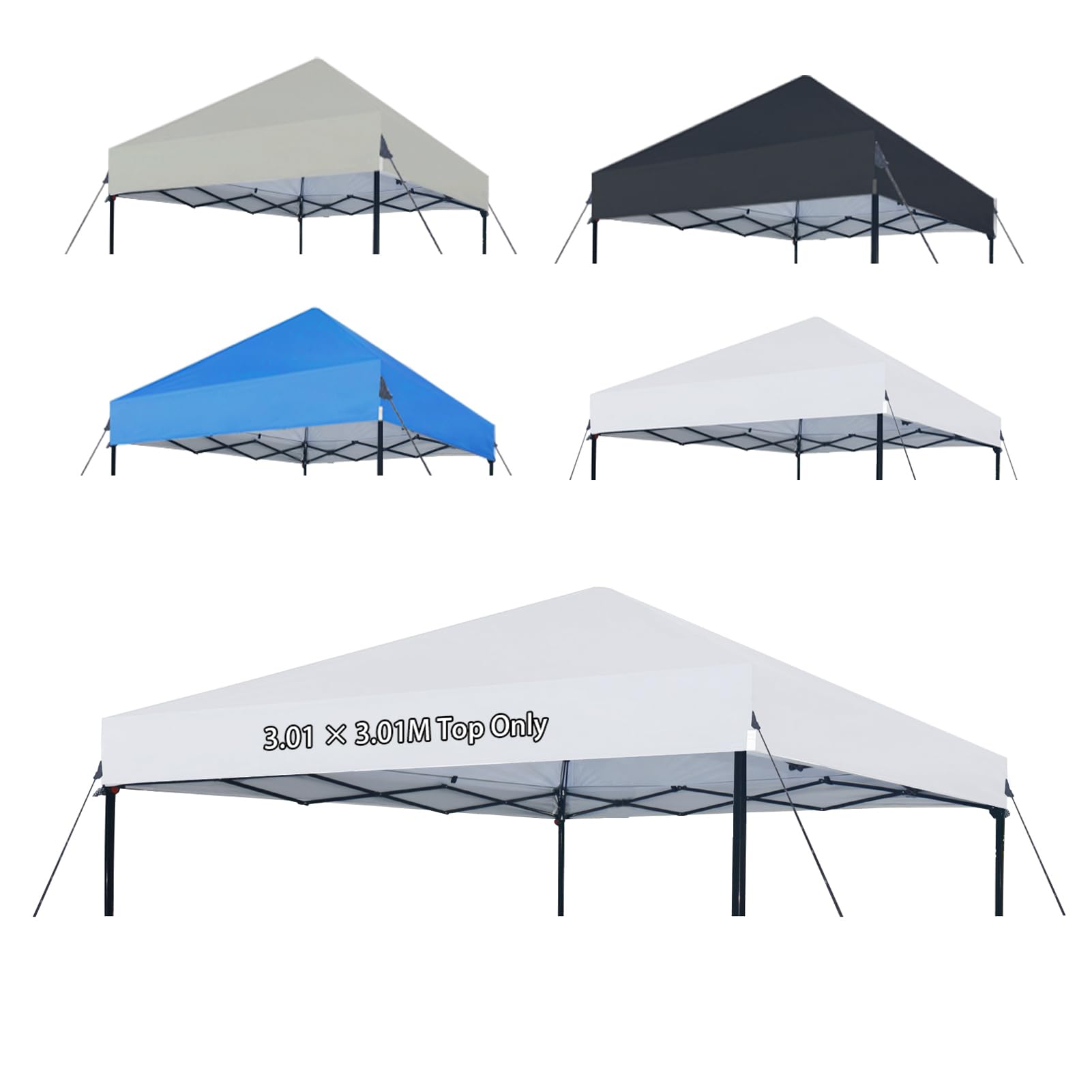 Joramoy 10  10 Canopy Replacement Top Only, Waterproof Pop Up Canopy Tent Top Cover With Ropes, Instant Canopy Top Sunshade Sliv
