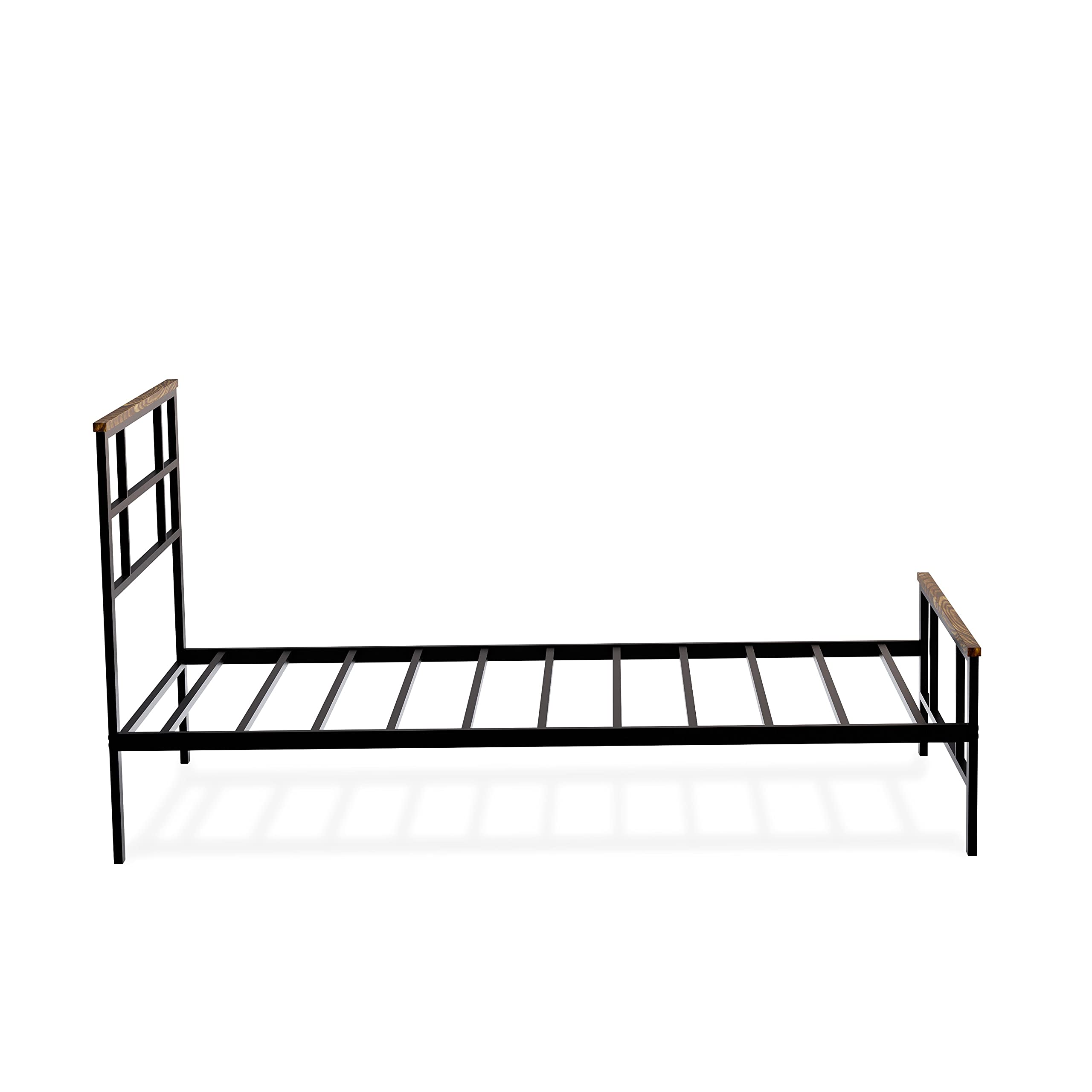East West Furniture IGTBB04 Ingram Modern Bed Frame with 4 Metal Legs - High-Class Bed Frame in Powder Coating Black Color