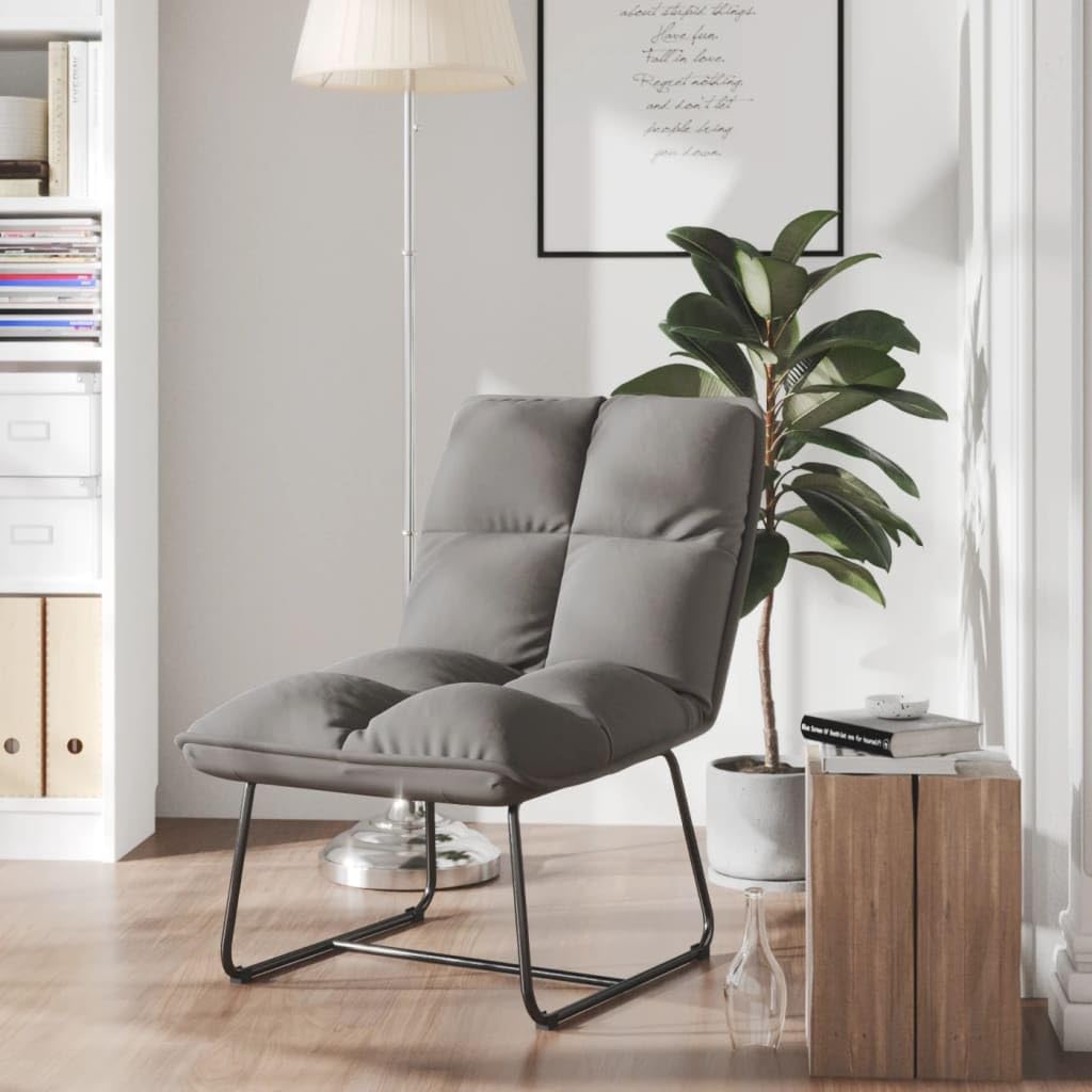 vidaXL Light Gray Velvet Leisure Chair with Fully Adjustable Backrest, Metal Frame, Thick Foam Padding, Scandinavian Style Seating Solution for Your Home