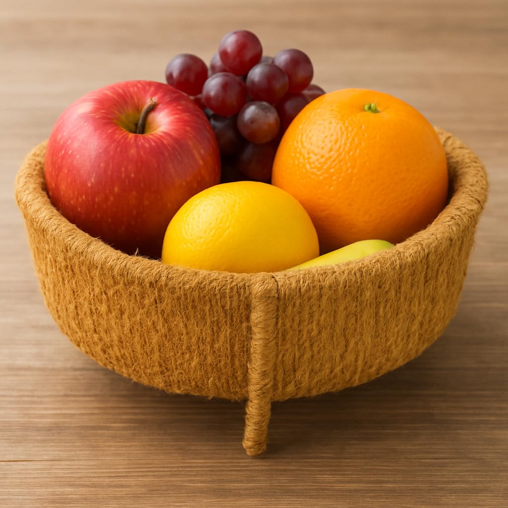 Wyldy 100% Coconut Coir Fiber Handmade Fruits,Vegetables Basket Organizer Ecofriendly for Home, Kitchen,Bathroom,Storage & Deco
