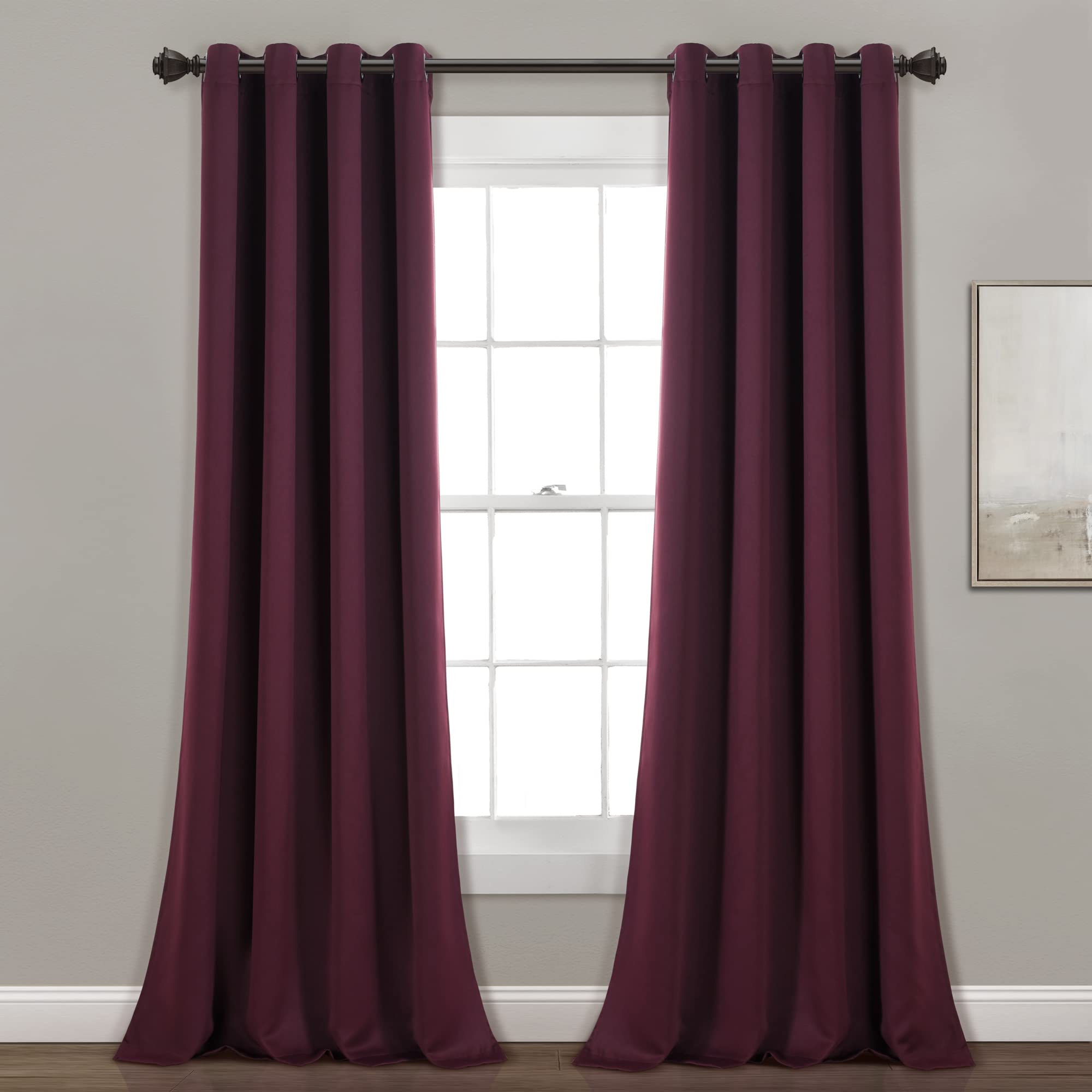 Lush Decor Insulated Grommet Blackout Window Curtain Panels, Pair, 52' W X 84' L, Plum - Classic Modern Design - Chic Window D