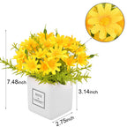 Aifusi Artificial Flowers, Daisy Flower With Vase Silky Artificial Daisies Bouquet Fake Plant Bonsai For Home Office Wedding Dec