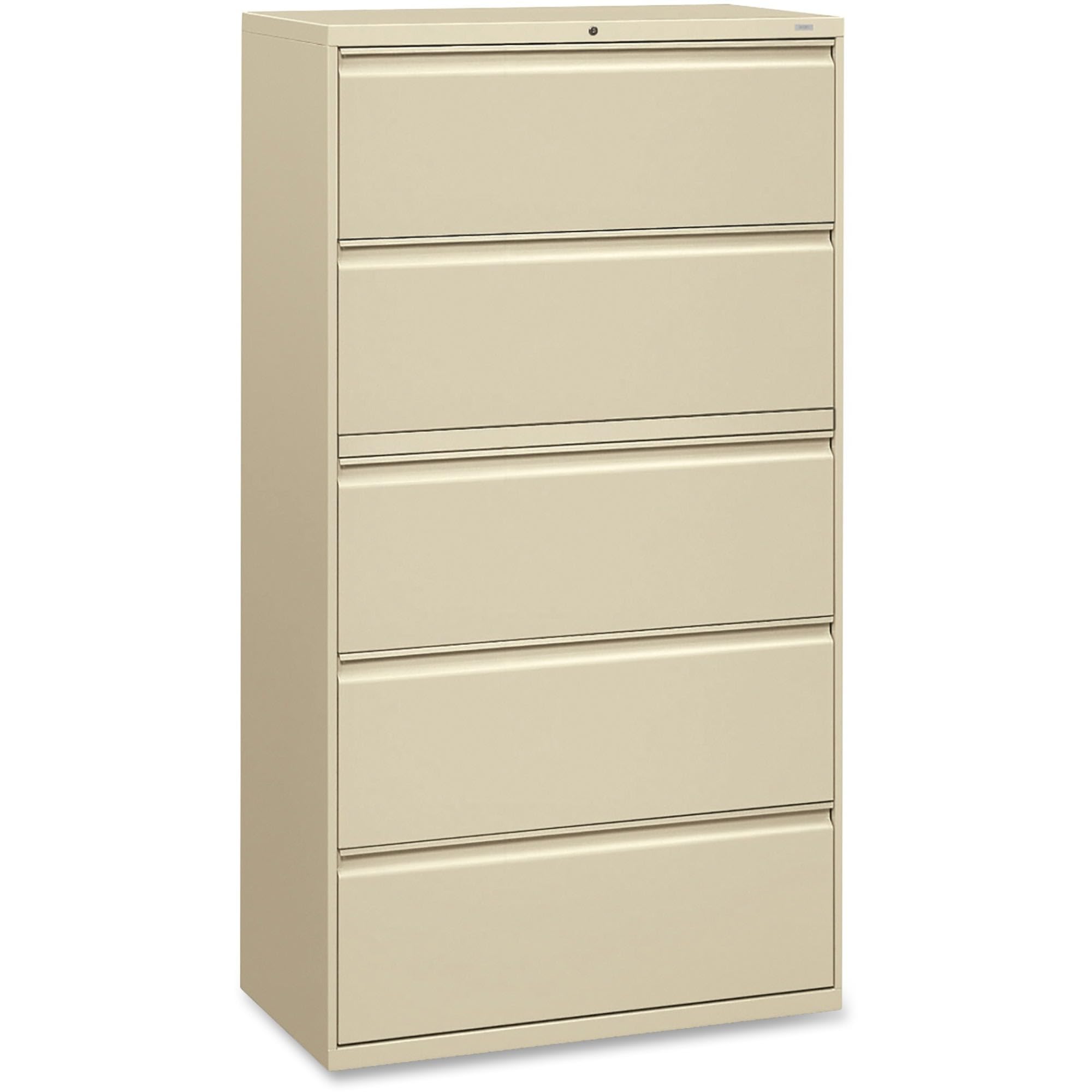 Hon 5-Drawer Lateral File W/Lock-5-Drawer Lateral File W/Lock, 36&quot;X19-1/4&quot;X67&quot;, Putty
