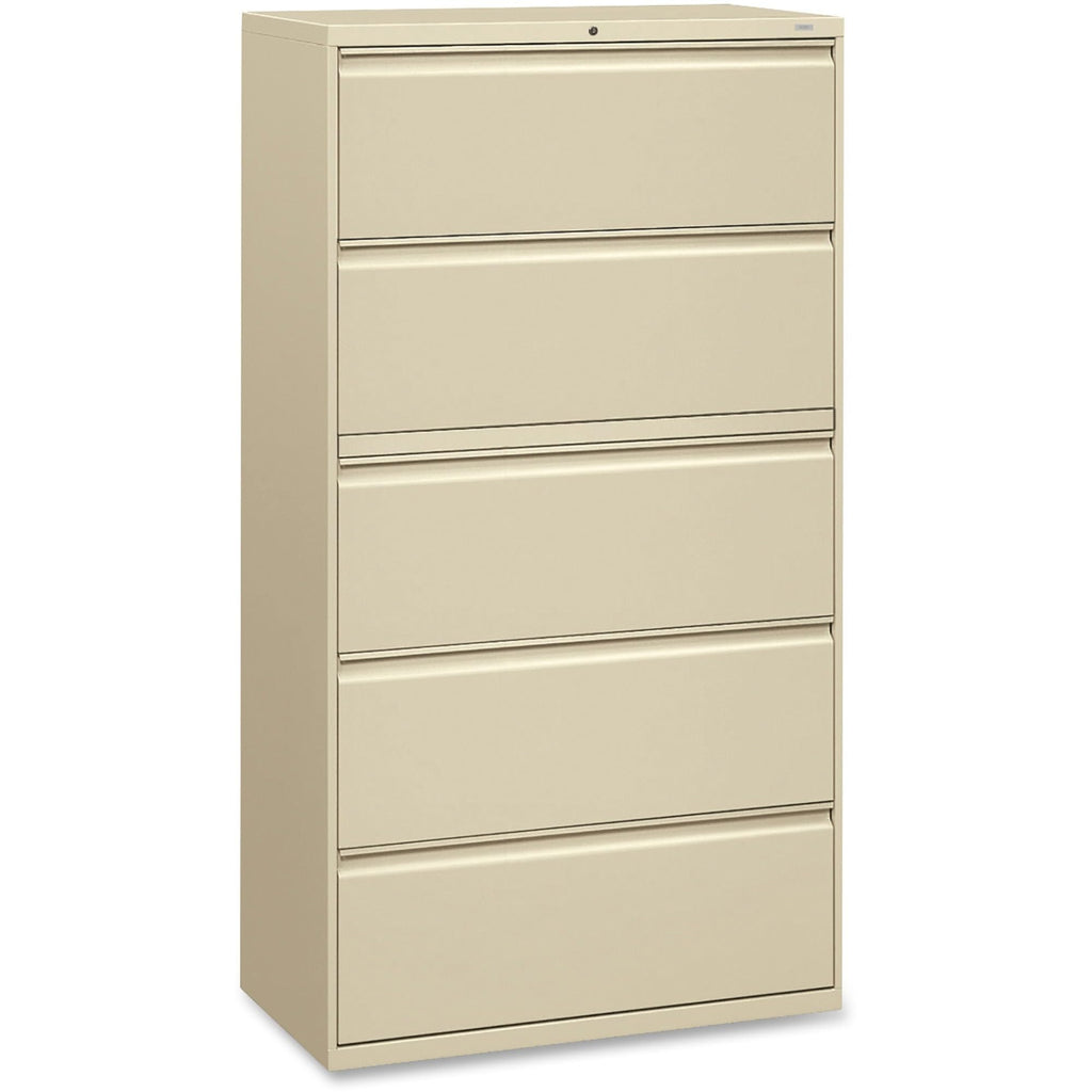 Hon 5-Drawer Lateral File W/Lock-5-Drawer Lateral File W/Lock, 36"X19-1/4"X67", Putty