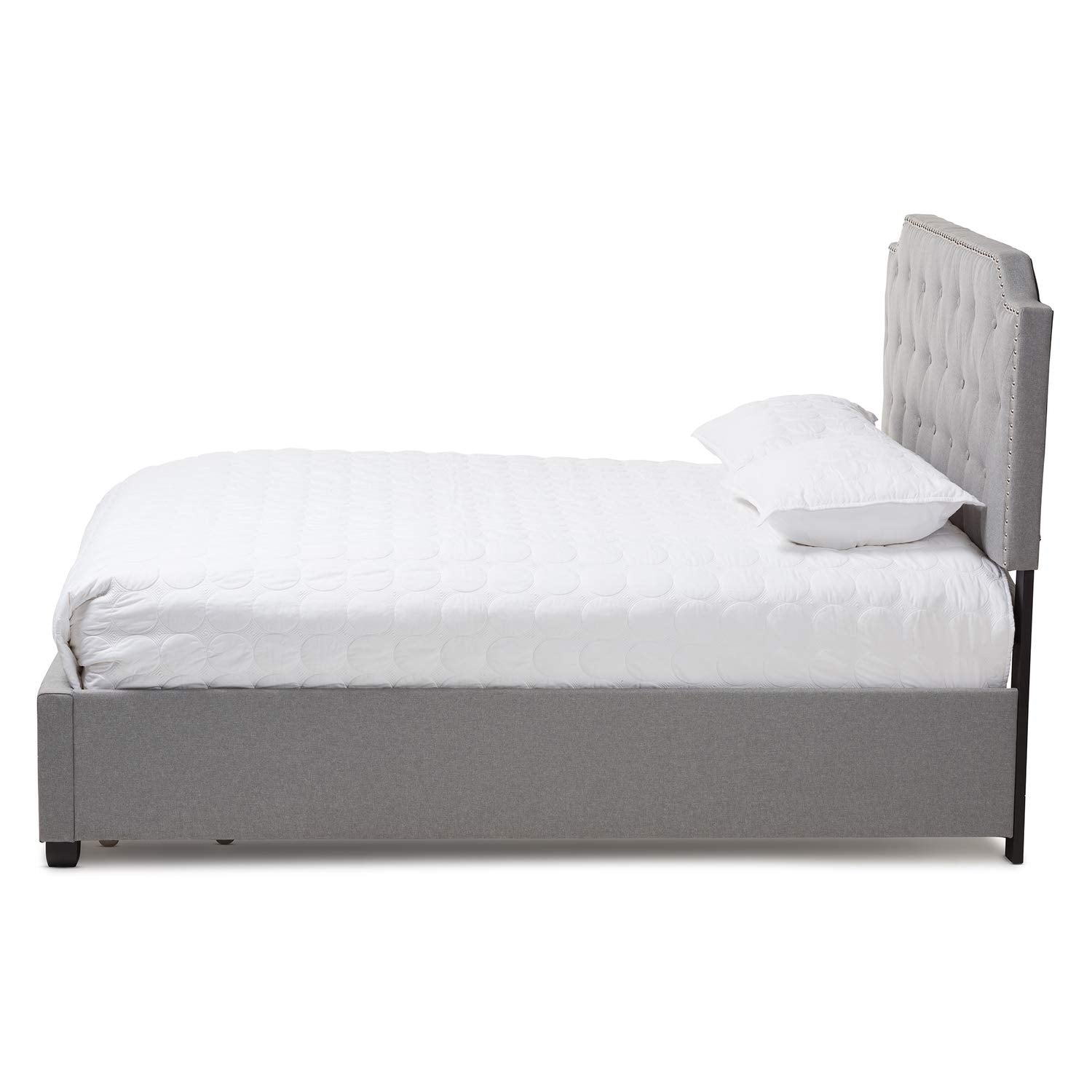 Baxton Studio Aubrianne Modern And Contemporary Grey Fabric Upholstered Queen Storage Bed Grey/Queen//Contemporary/Fabric Polyester 100%&quot;/Rubber Wood/Mdf/Foam