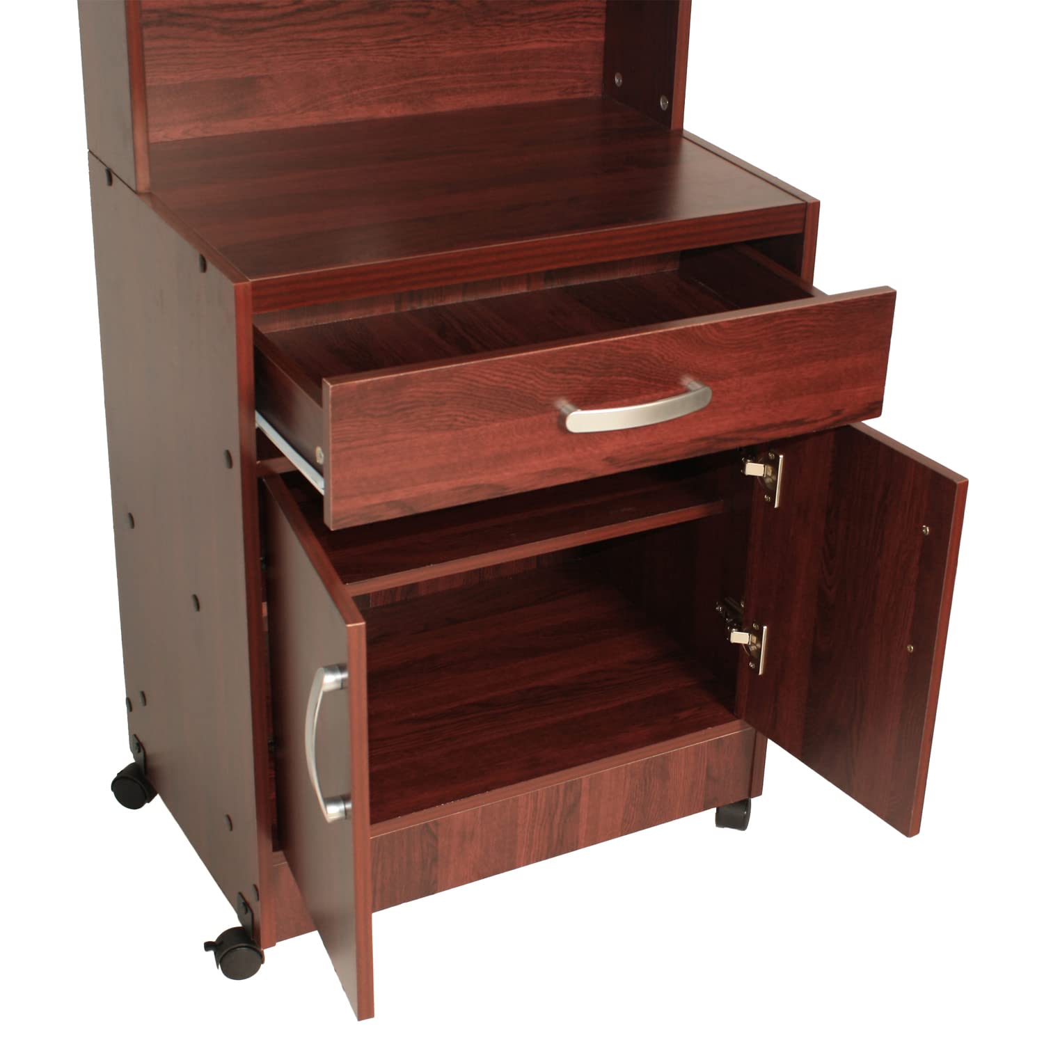 Better Home Products Shelby Kitchen Wooden Microwave Cart in Mahogany (2134)