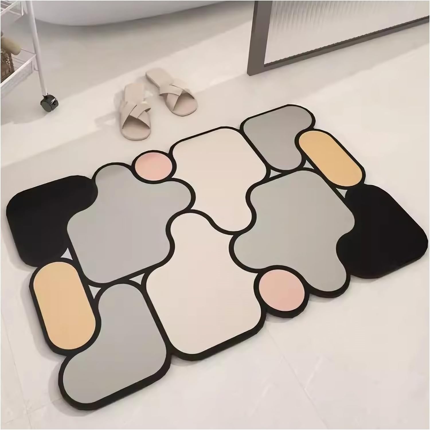Mokcroz AntiSkid Bathroom Floor Mat Washable Shower Floor Mat, Kitchen Door Mat, Rubber NonSlip Bottom Durable Floor Rug and R