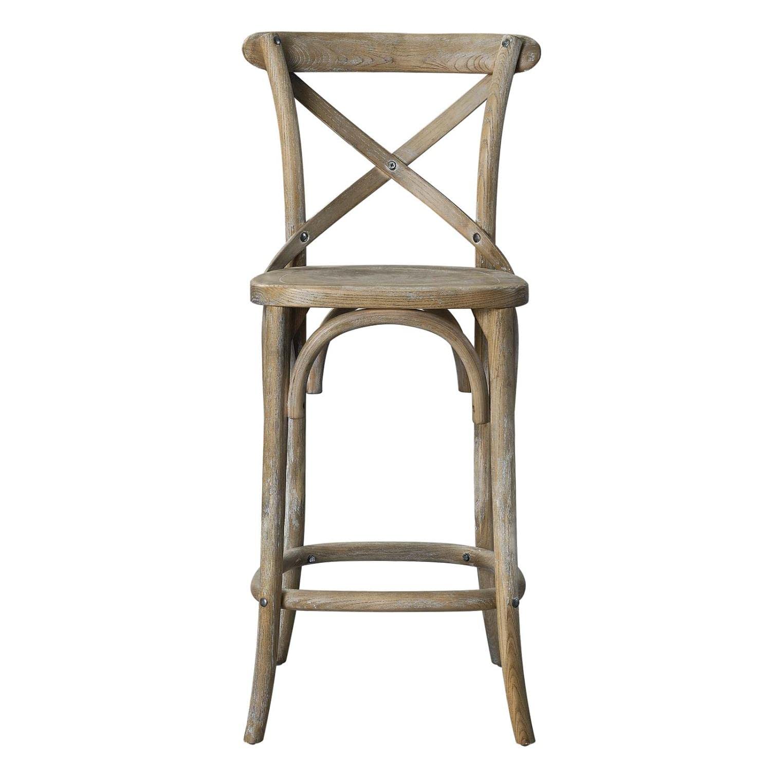 Modway Gear X-Back Wood Counter Bar Stool In Gray