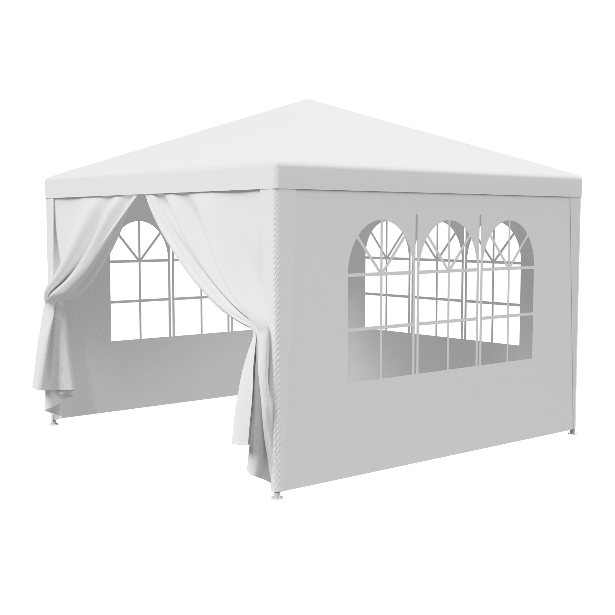 Smartxchoices 10' X 10' Outdoor White Waterproof Gazebo Canopy Tent With Removable Sidewalls Windows Heavy Duty Tent For Party W