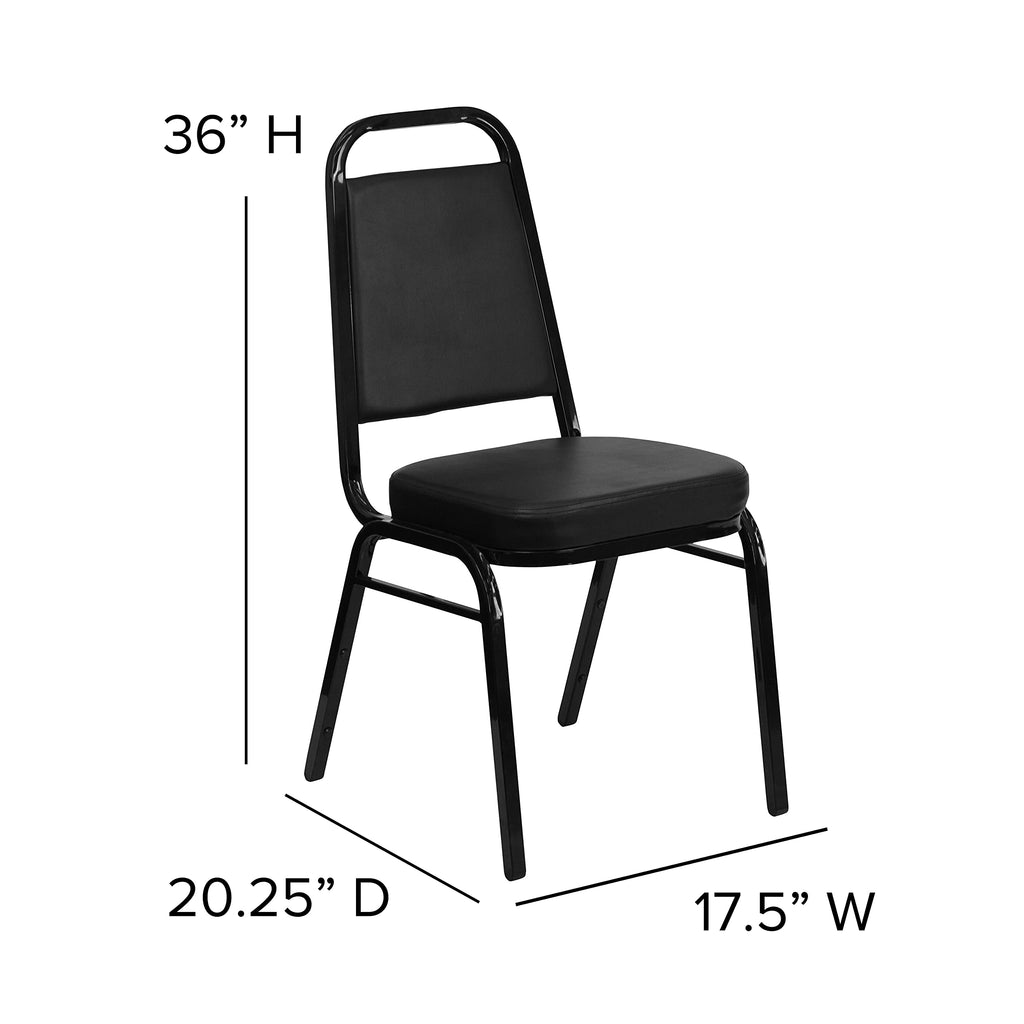 Flash Furniture HERCULES Series Trapezoidal Back Stacking Banquet Chair in Black Vinyl - Black Frame