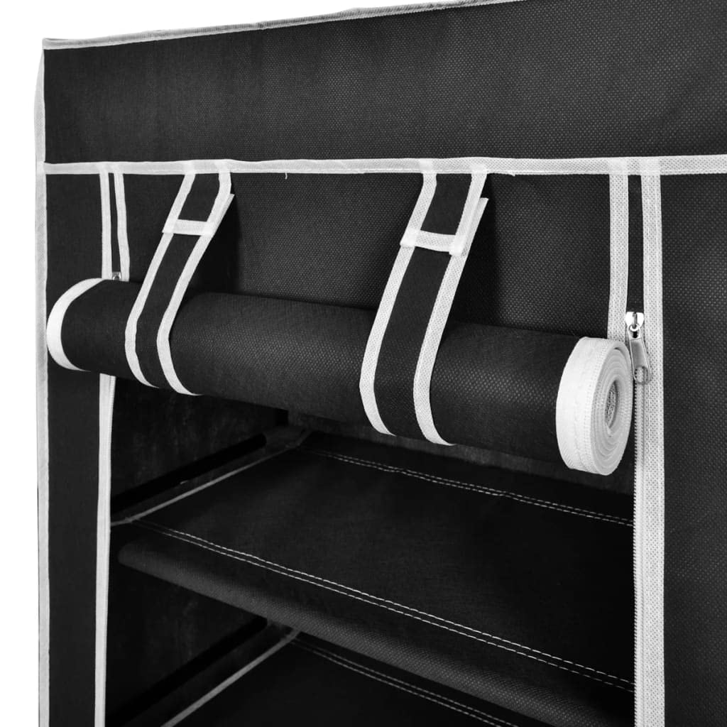 vidaXL 5-Tier Fabric Shoe Cabinet with Cover - Lightweight and Portable Shoe Organizer - Holds Up to 10 Pairs - Sleek Black