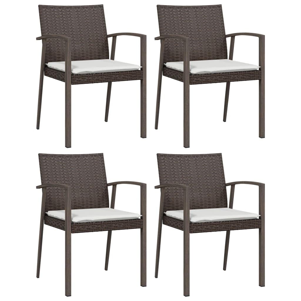 vidaXL 5-Piece Patio Dining Set - Poly Rattan and Steel Set - Weather-Resistant - Comfortable Outdoor Seating with Cushions - Ideal for Garden, Patio Enjoyment