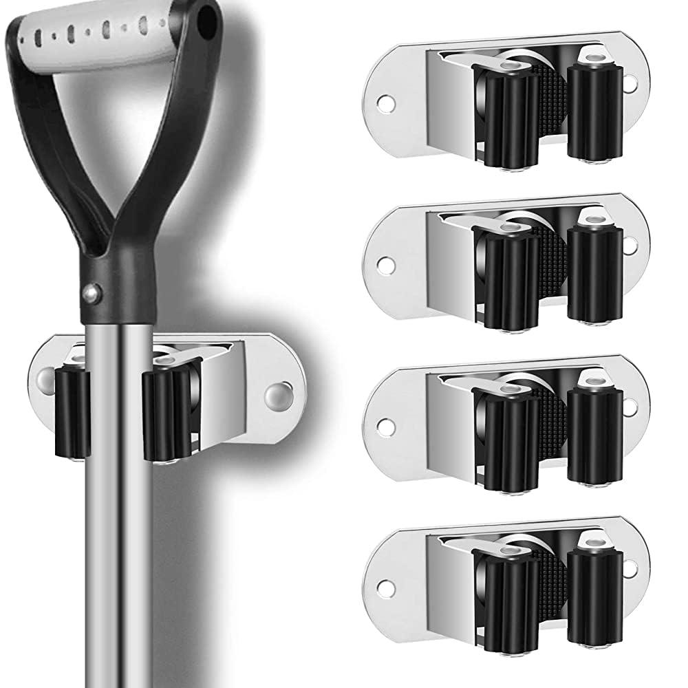 Hyrixdirect Mop And Broom Holder Wall Mount Heavy Duty Stainless Steel Wall Mounted Broom Organizer Laundry Room Home Garden Gar
