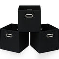 STOREONE Black Fabric Storage Bins Cubes Baskets Containers-(11X11X11) with Dual Handles Cube Storage Organizer Bins for Shelf C
