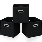 STOREONE Black Fabric Storage Bins Cubes Baskets Containers-(11X11X11) with Dual Handles Cube Storage Organizer Bins for Shelf C