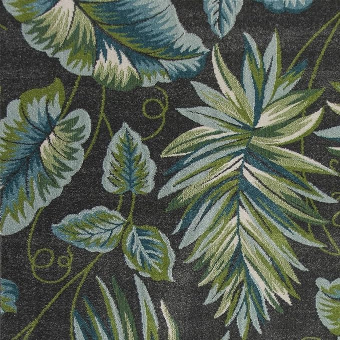 HomeRoots 3'X5' Grey Floral Polypropylene Rug