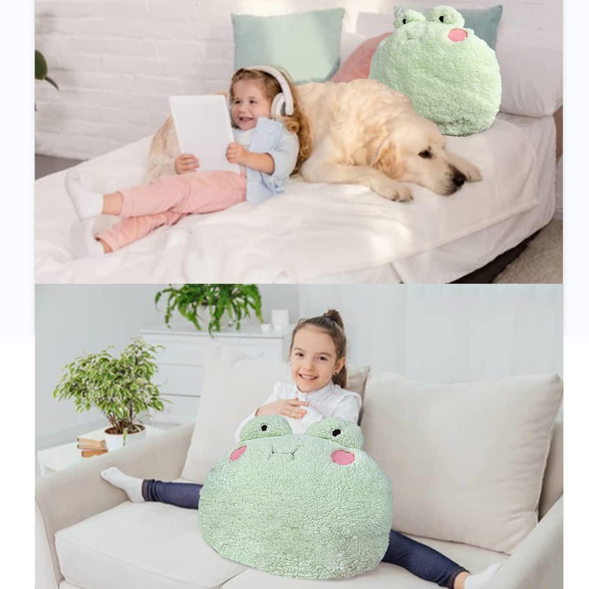 Dxde4U Frog Plush Pillow, Giant Frog Stuffed Animal (25.6 * 23.6 Inch), Adorable Jumbo Frog Plush Toy Hugging Pillow, Home Cushi
