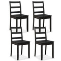 Giantex Wood Dining Chairs Set Of 4 Black- Wooden Armless Kitchen Chairs With Solid Rubber Wood Legs, Non-Slip Foot Pads, Max Lo
