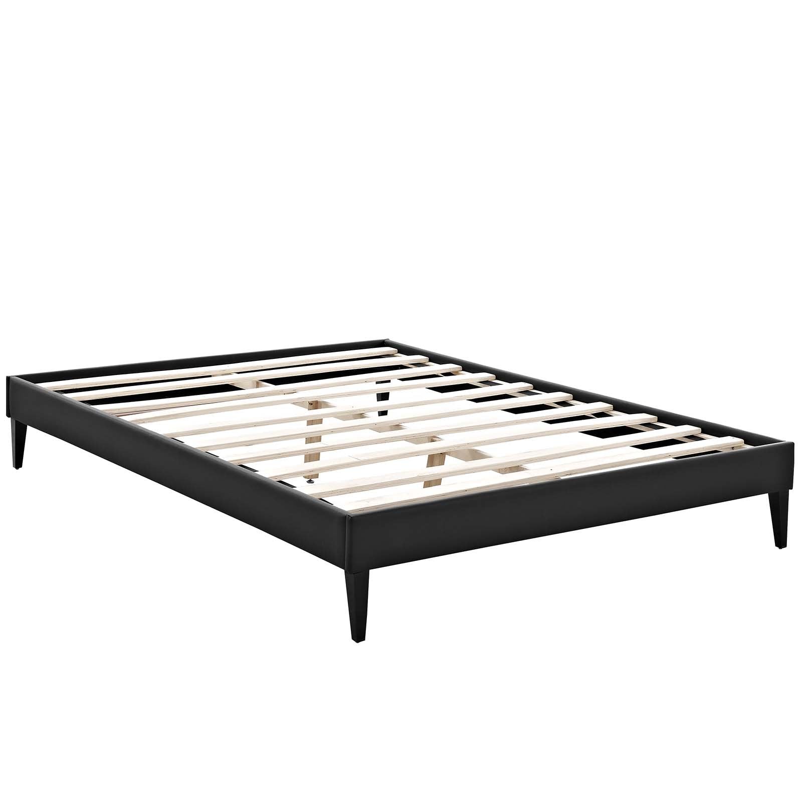 Modway Tessie Faux Leather Full Platform Bed Frame With Wood Slat Support In Black