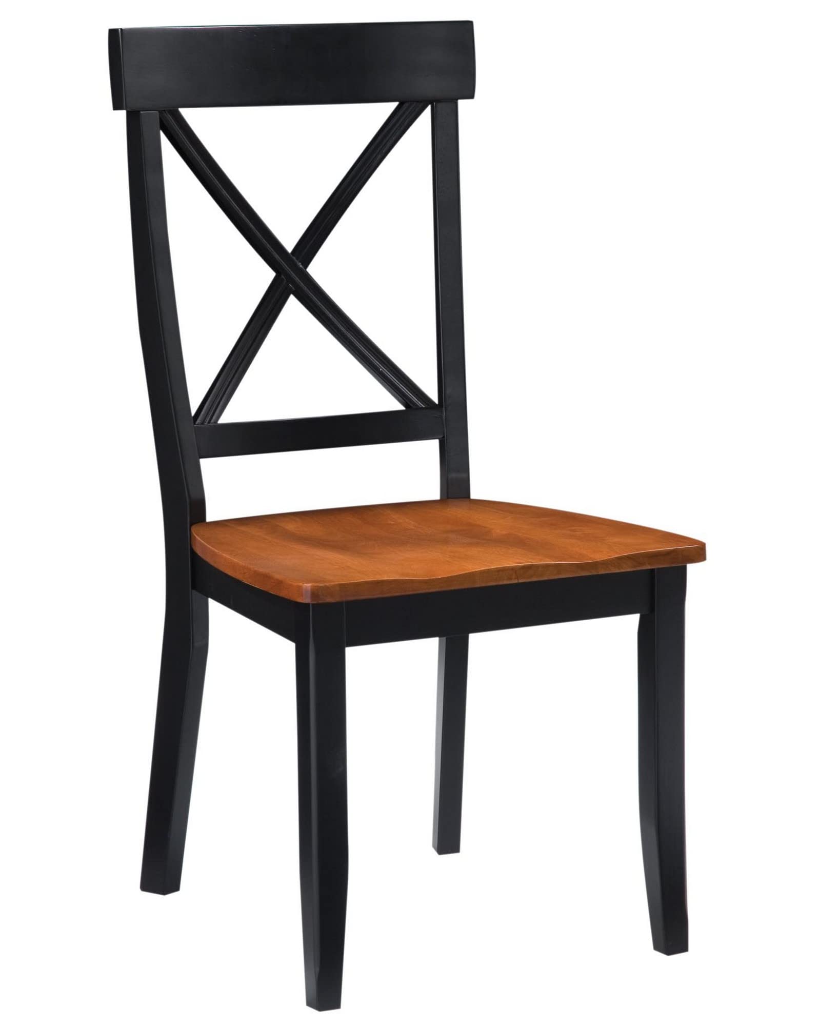 Home Styles Classic Black and Oak Pair of Dining Chairs, with Solid Hardwood Construction, Cottage Oak Finish, X-Style Back, and