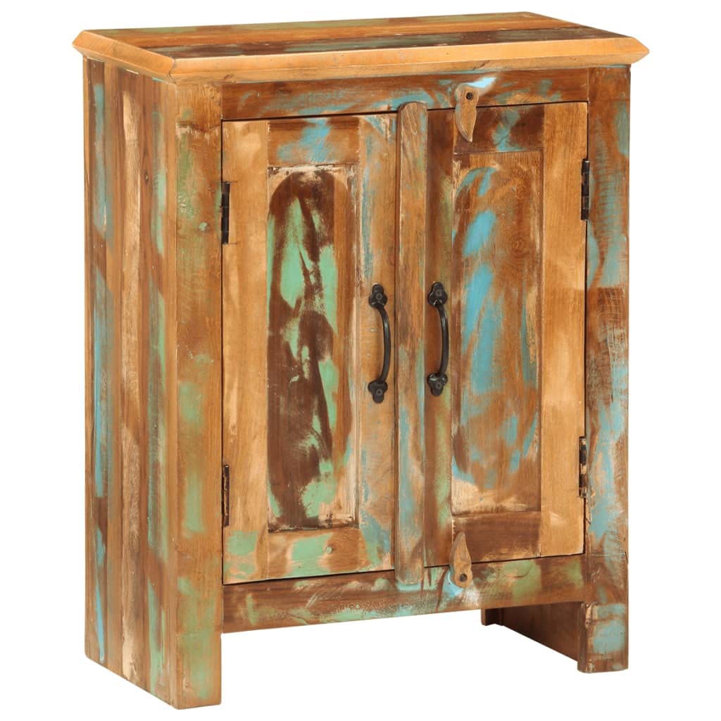 vidaXL Solid Wood Sideboard Reclaimed Wood Storage Unit with 2 Doors, Handmade, Unique Grain & Color Variance, Ideal for Decor Display, 21.7&quot;x11.8&quot;x27.6&quot;