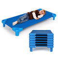 Giantex 6 Pcs Stackable Daycare Cot For Kids, 51' L X 22.5' W Toddler Nap Cot With Easy Lift Corners, Portable Daycare Cots For Sleeping, Preschool Classroom, Back To School, Ready-To-Assemble, Blue