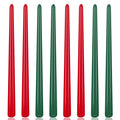 4 Green and 4 Red Taper Candles for Christmas, 12 Inch Unscented Long Candlesticks for Home, Dripelss Thin Candles for Holiday P