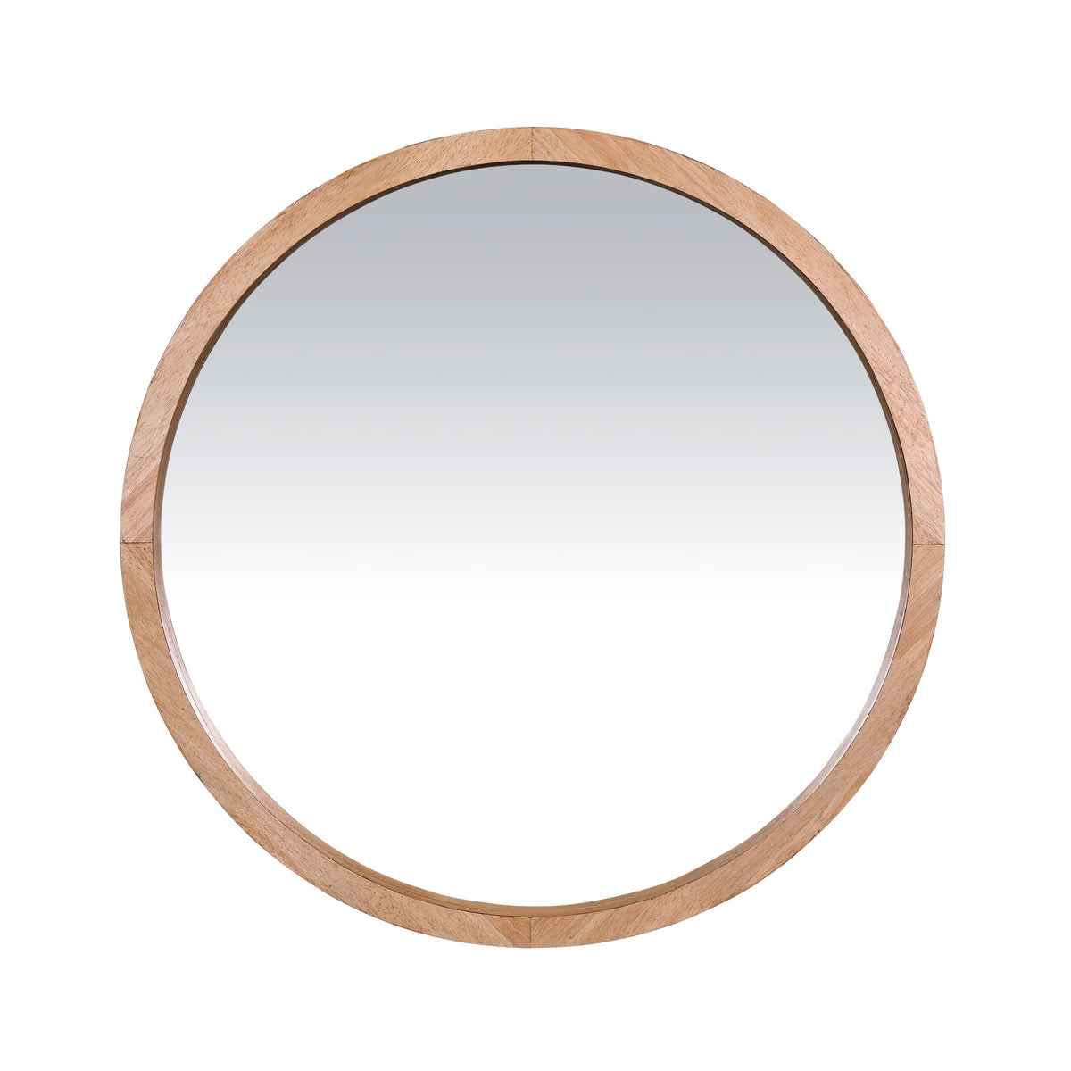 Stratton Home Decor Farmhouse Mila Round Wall Mirror - Wooden Frame With Natural Details & Finish