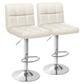 Homall Bar Stools Modern Pu Leather Adjustable Swivel Barstools, Armless Hydraulic Kitchen Counter Bar Stool Synthetic Leather Extra Height Square Island Barstool With Back Set Of 2 (Beige)
