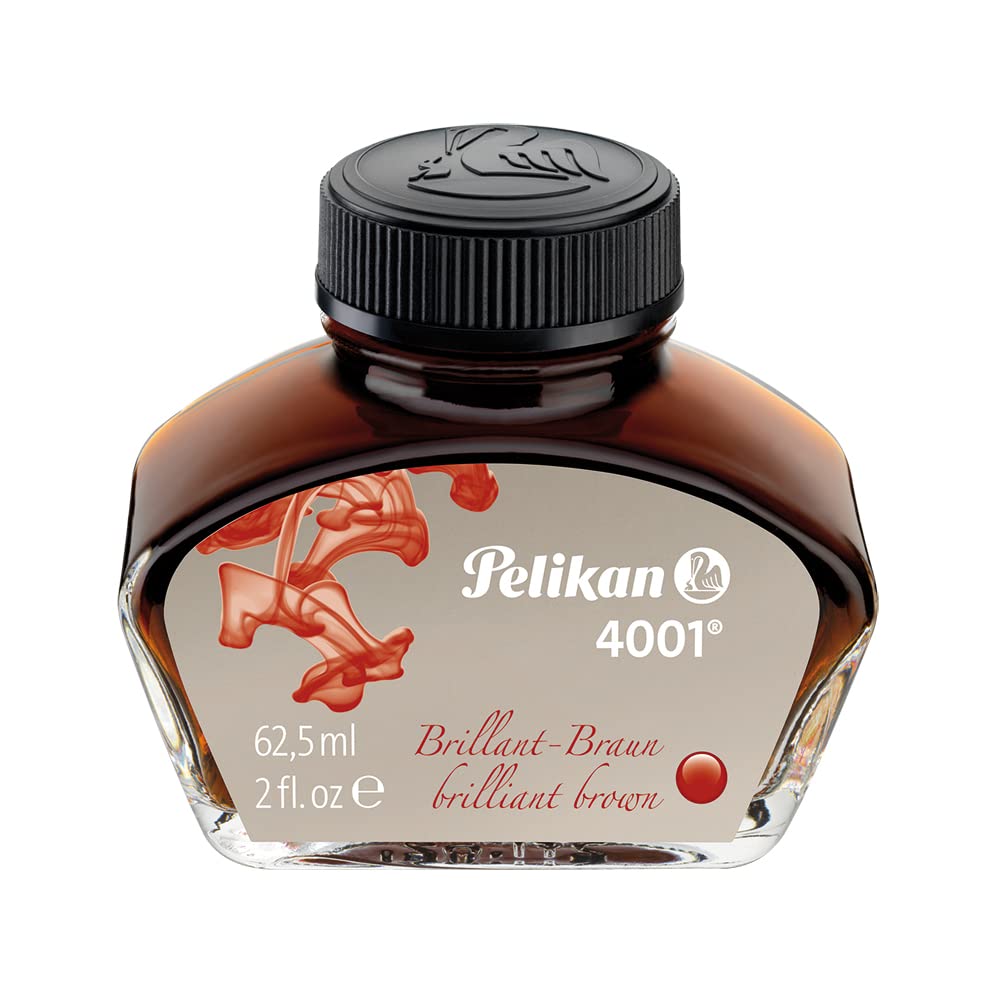 Pelikan 4001 Bottled Ink For Fountain Pens, Brilliant Brown, 62.5Ml, 1 Each (329185)