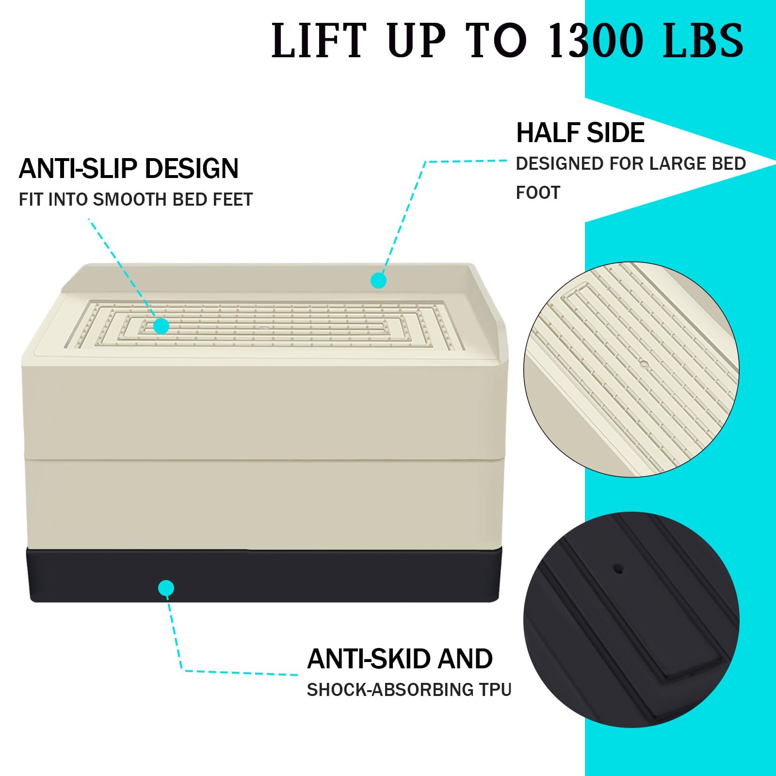 Annkut Furniture Risers 3 Inch, Rectangle Adjustable Risers Blocks For Bed Sofa Table And Couch Lift To1.5 Or 3 Inch,Heavy Duty