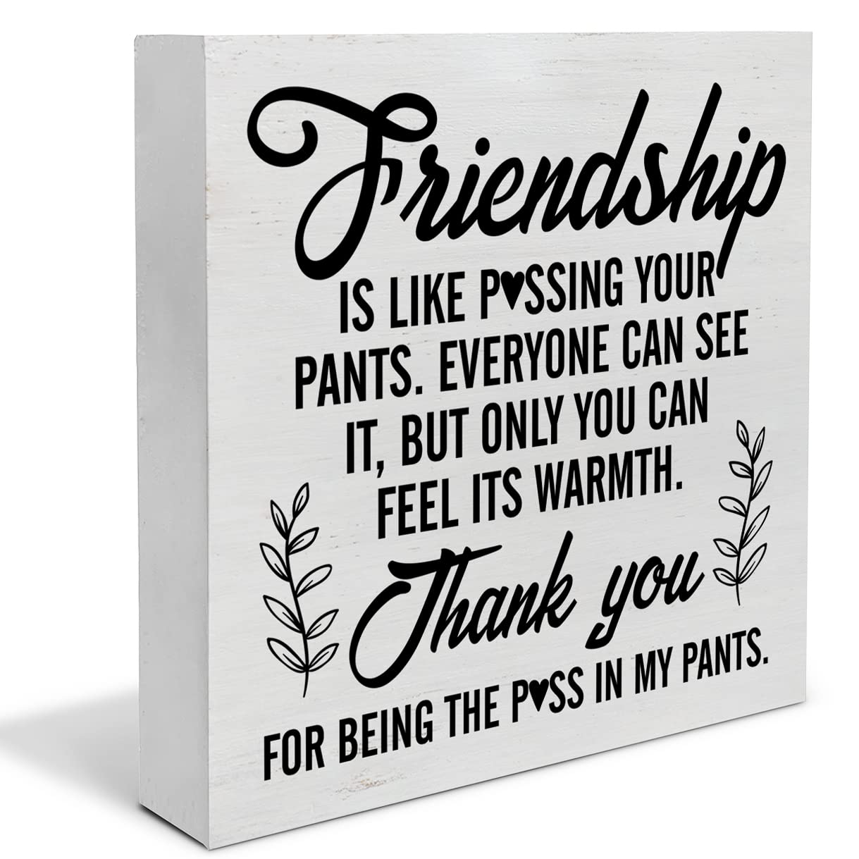 Friend Thank You Wood Box Sign Decor Desk Sign, Friendship Appreciation Wooden Box Block Sign Gifts for Friends Going Away Gradu