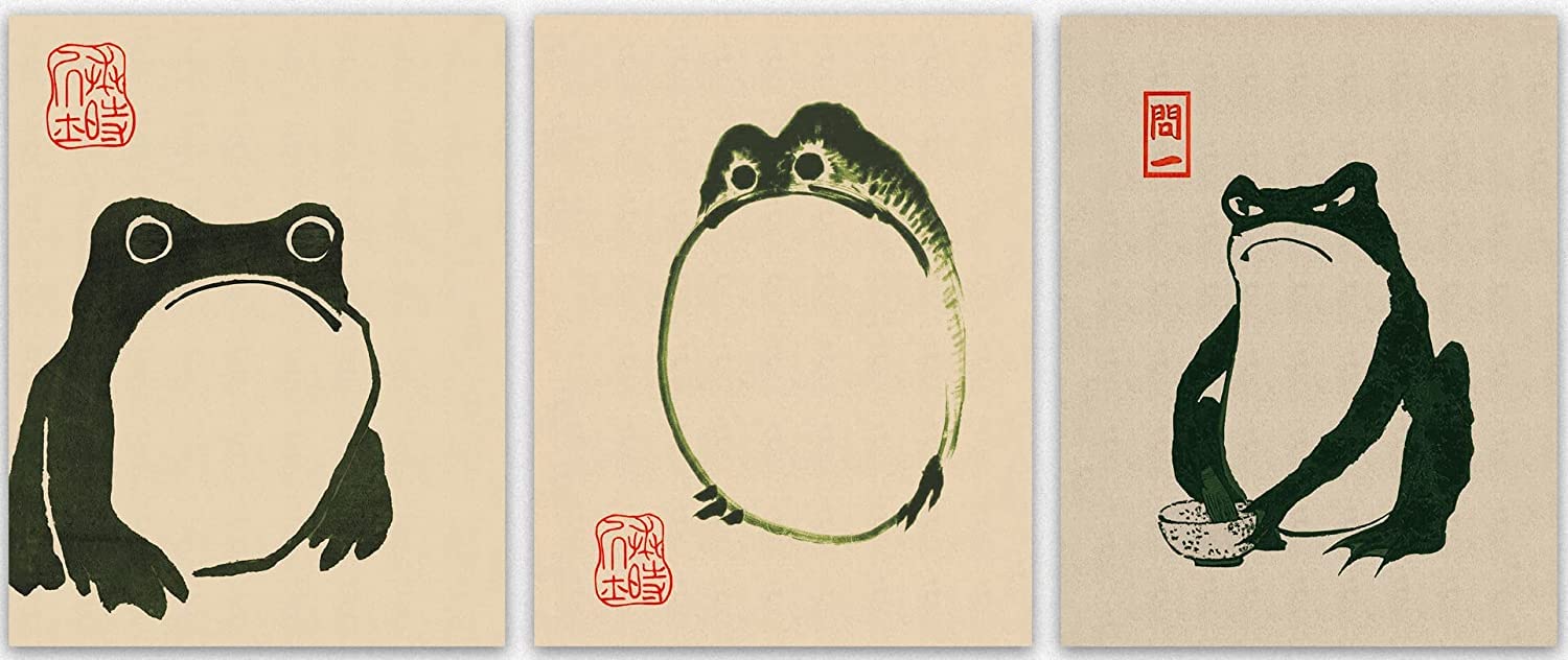 Japanese Decor Woodblock Nature Poster Nature Green Artwork for Walls Landscape Scenes in Home and Traditional Style Japanese Ho