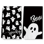 AnyDesign Halloween Kitchen Towel 18 x 28 Inch Black White Ghost Dishcloth Scary Hand Drying Tea Towel for Halloween Baking Cook