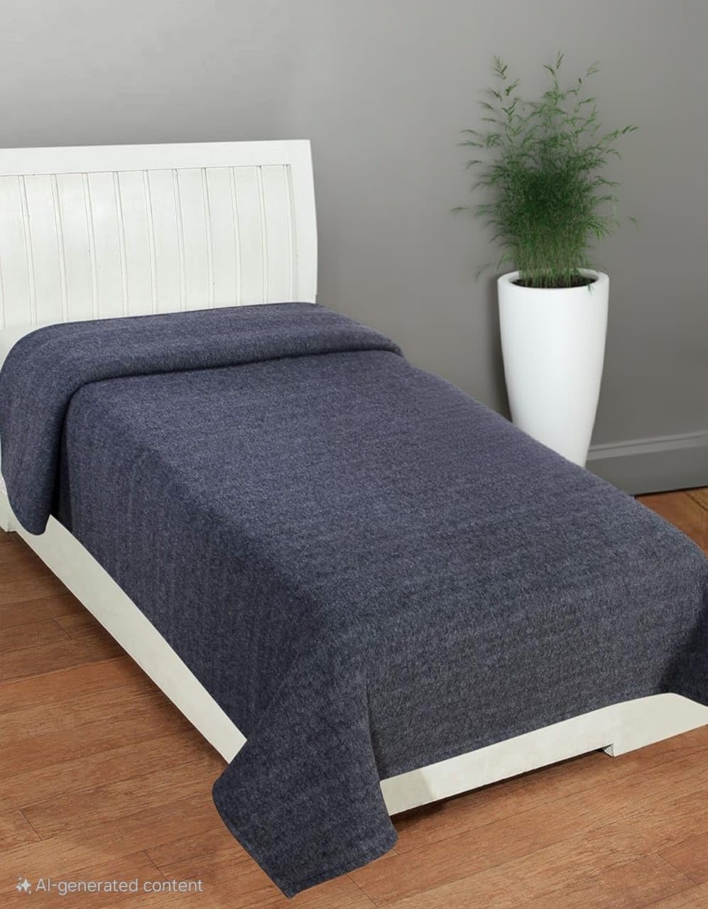 NHD HOME Grey Color Woollen/Polar Fleece Blanket Warm Soft Lightweight for Heavy Winter Single Bed Blanket (Grey/Charcoal, 1400 