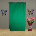 HOMEFLY Plain Green Colour Eyelet Door Cotton Curtain  Pack of 1 Piece, Grommets