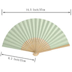 Sl Crafts 50Pcs Paper Hand Fan With Organza Bags Bamboo Handheld Folding Fan Decorative Paper Fan Wedding Party Favors (Light Gr