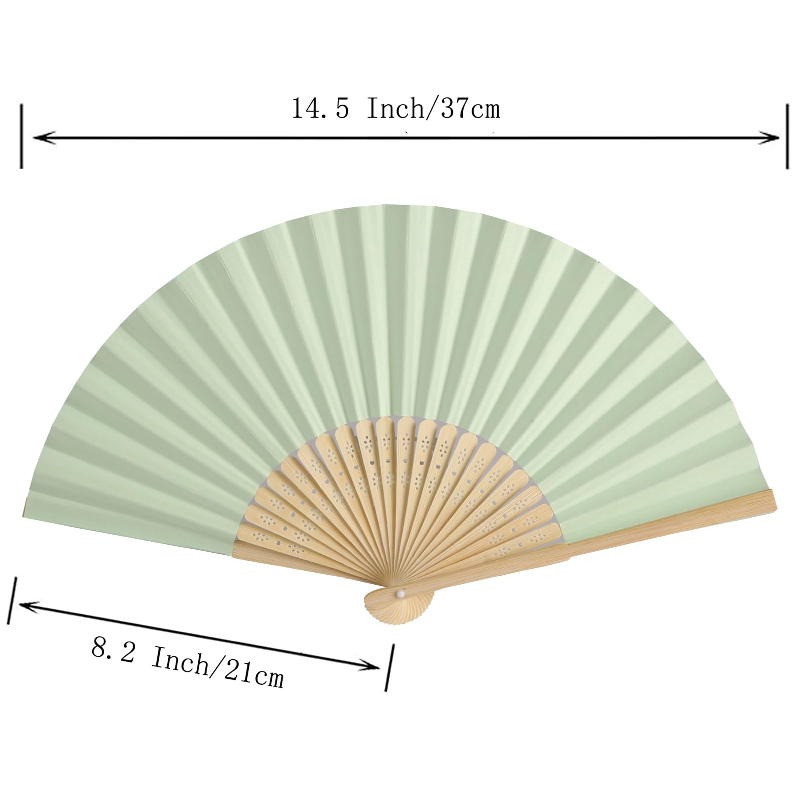 Sl Crafts 50Pcs Paper Hand Fan With Organza Bags Bamboo Handheld Folding Fan Decorative Paper Fan Wedding Party Favors (Light Gr
