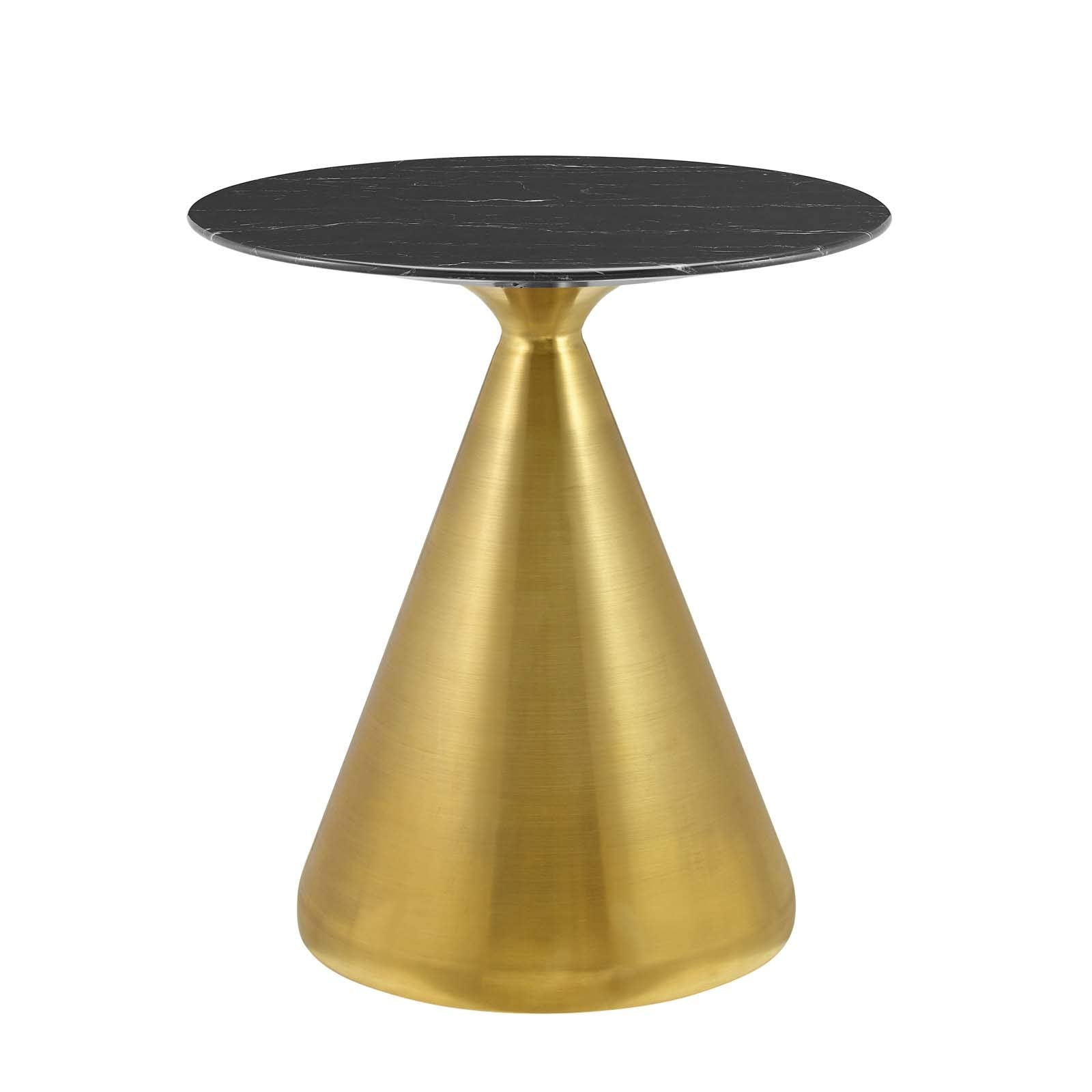 Modway Tupelo Round Artificial Marble 28&quot; Dining Table in Gold Black