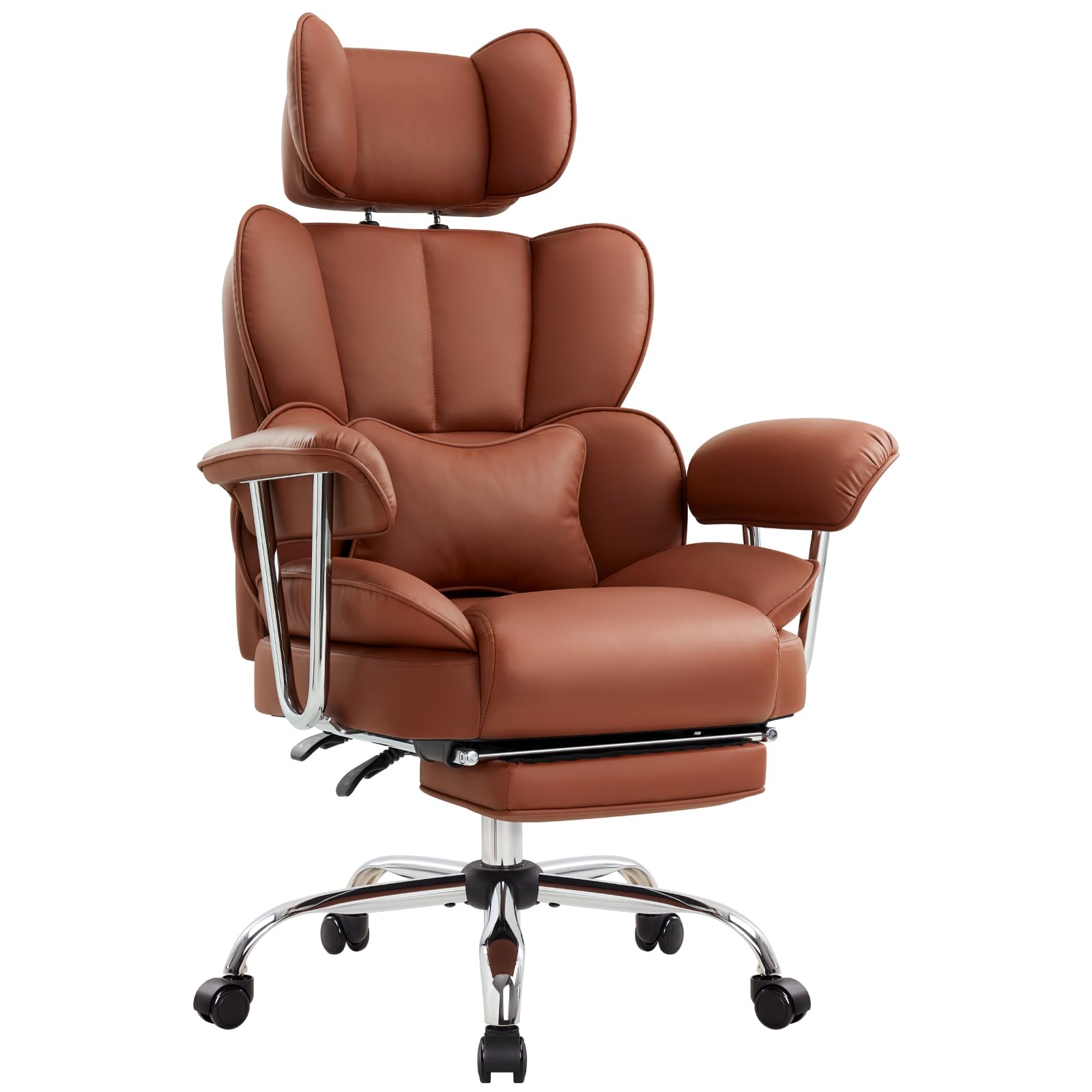 Big and Tall Executive Office Chair, Ergonomic High Back PU Leather Desk Chair, Heavy Duty Managerial Computer Chairs with Footr