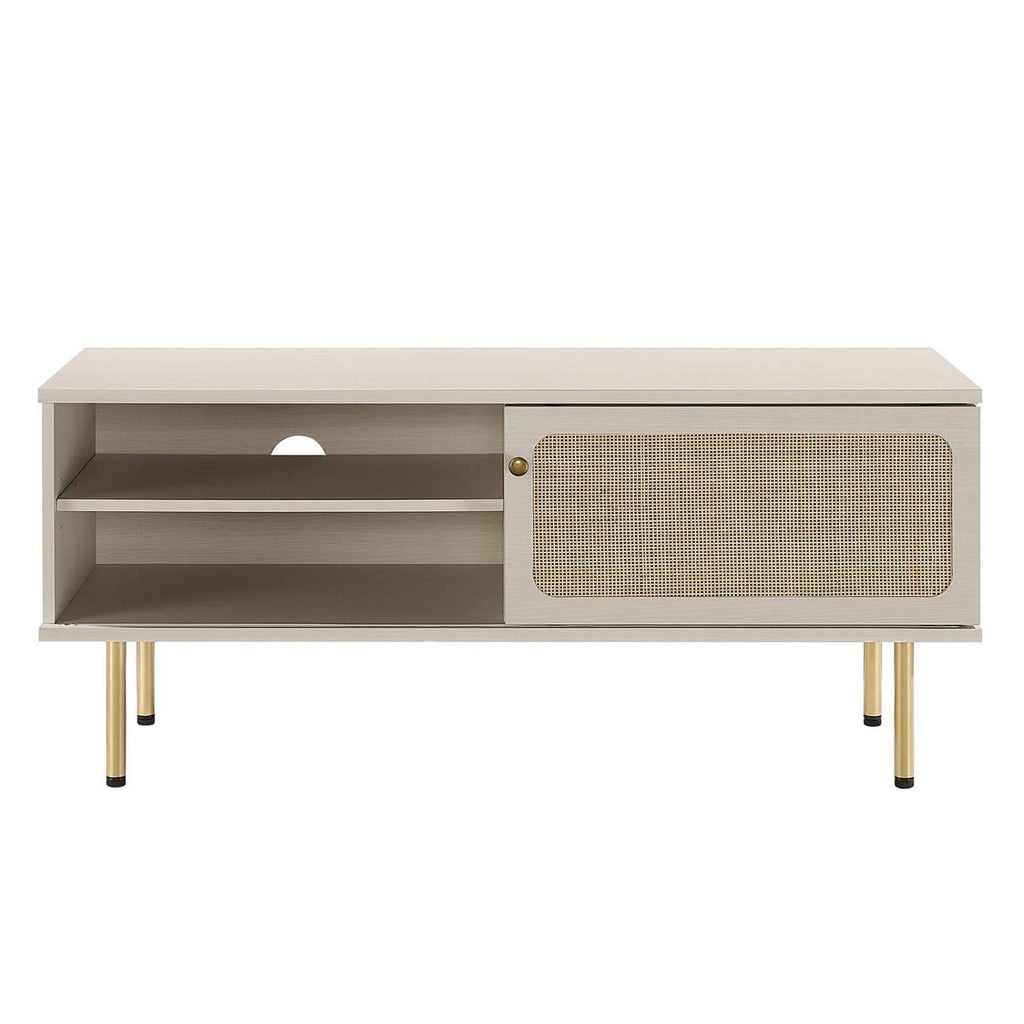 Modway Cambria Rattan and Particleboard TV Stand for TVs up to 47" in White
