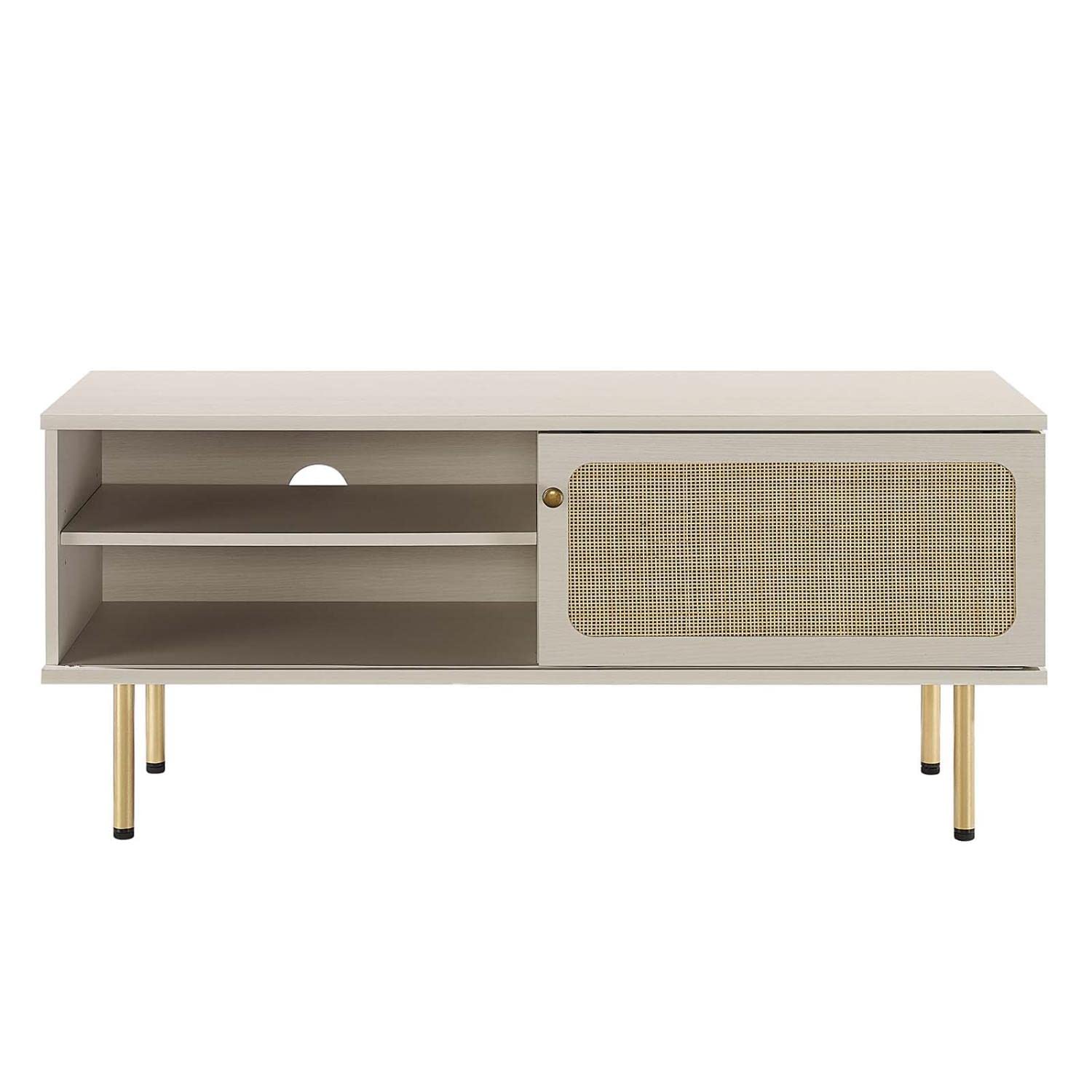 Modway Cambria Rattan and Particleboard TV Stand for TVs up to 47" in White